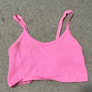Pink Ribbed Crop Top